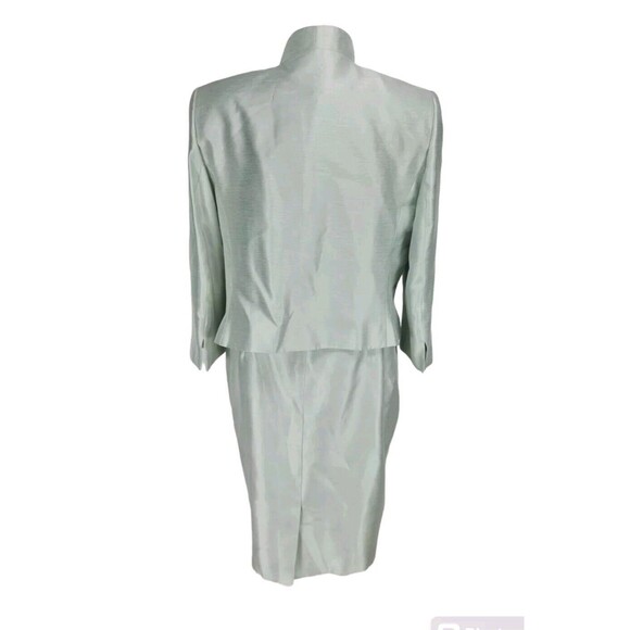 Le Suit Women Mini Dress Set Size 18 Satin Light Green Open Front Jacket 288A - Picture 3 of 9